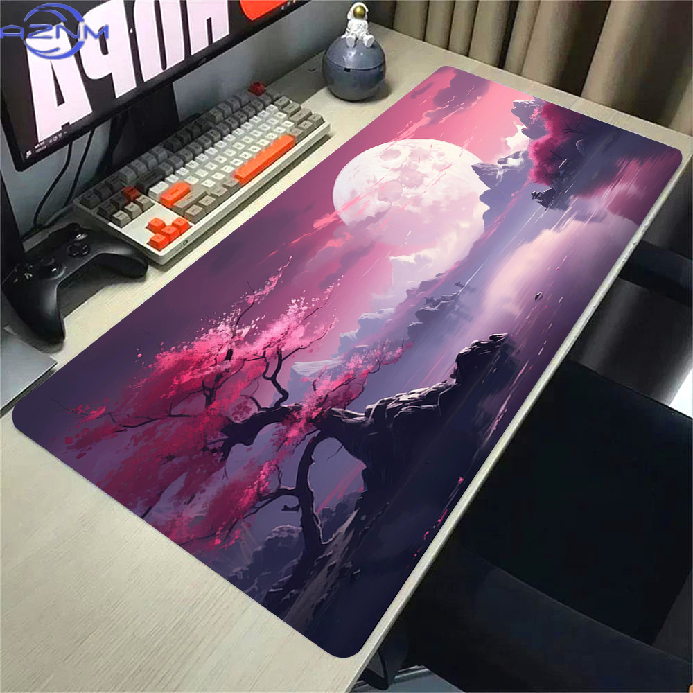 Pc Gaming Pink - ピンクさくらアニメマウスパッド風景ゲーミングマウスパッド Xxl マウスマットビッグカーペット Pc コンピュータアクセサリーステッチスタッフデスクマットラグ