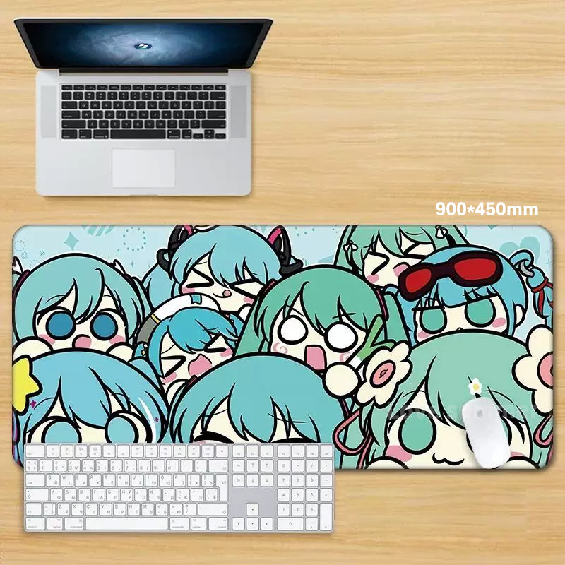 Pc Gaming Hatsune Miku - アニメマウスパッドゲーマーキーボードパッドデスク H-初音ミクマウスマット Pu レザータピスソーリスゲーミングノートブック絶妙な PC マウスパッド