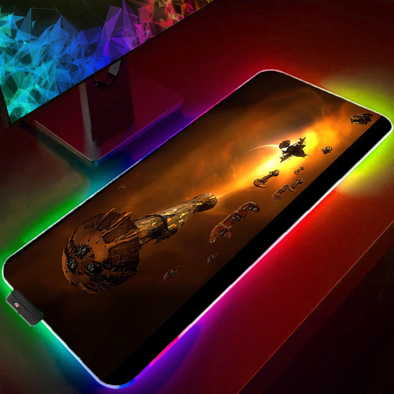 Pc Gaming Online - RGB マウスパッドゲーマー大型ゲーミングアクセサリー、キーボード、ラップトップ、コンピュータースピードミニ PC デスクマット 100x500mm Eve
