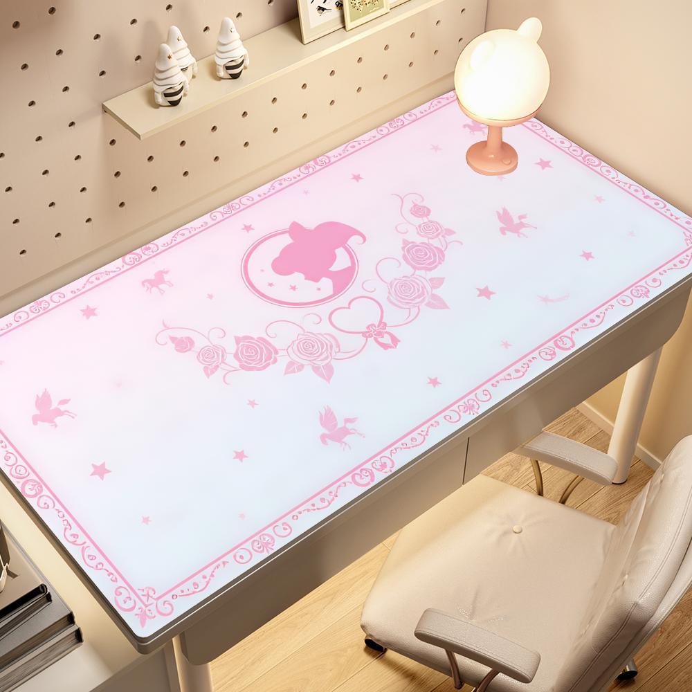 Pc Gaming Pink - かわいいアニメガールズピンクマウスパッド S-ailor 大型 PC ゲーマーマウスパッドオフィスアクセサリーゲームキーボードデスクマット美学ラグ