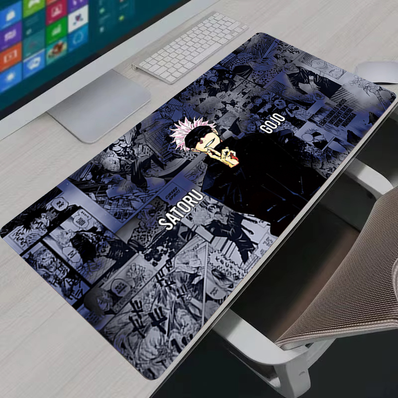 Laptop Cooling Pad - マウスパッドクールアニメ呪術廻戦五条悟大型ゲーミングマウスパッドゲーマーラップトップキーボードマットコンピュータキャビネットデスクマット
