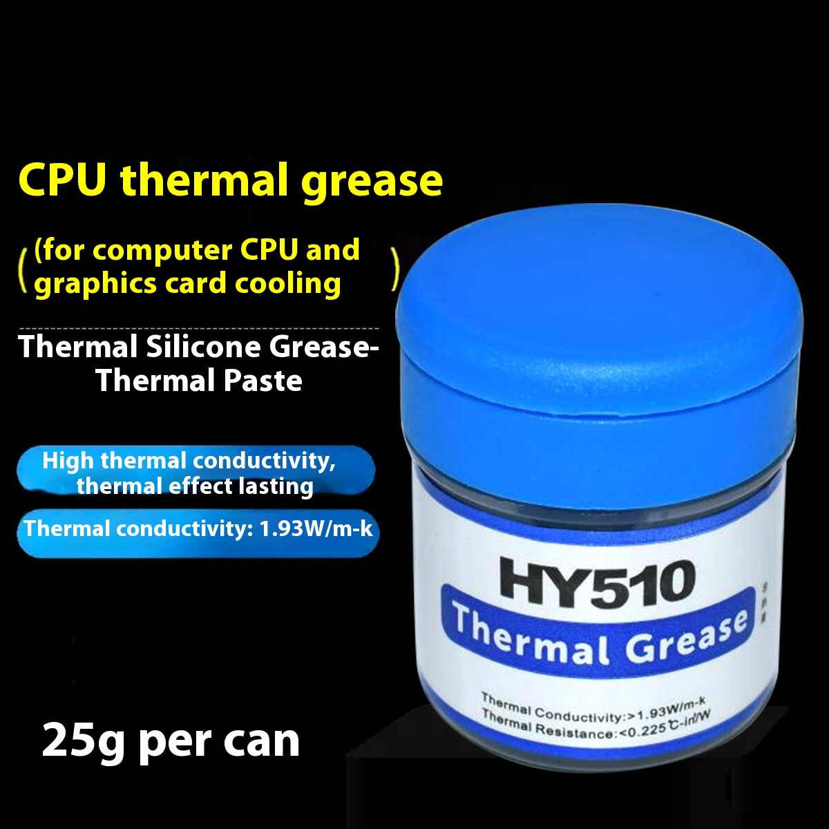Thermal Paste - HY510 デスクトップコンピュータ CPU サーマルグリスコンパウンドペースト熱伝導性シリコーンペースト冷却ヒートシンク用スクレーパー付き