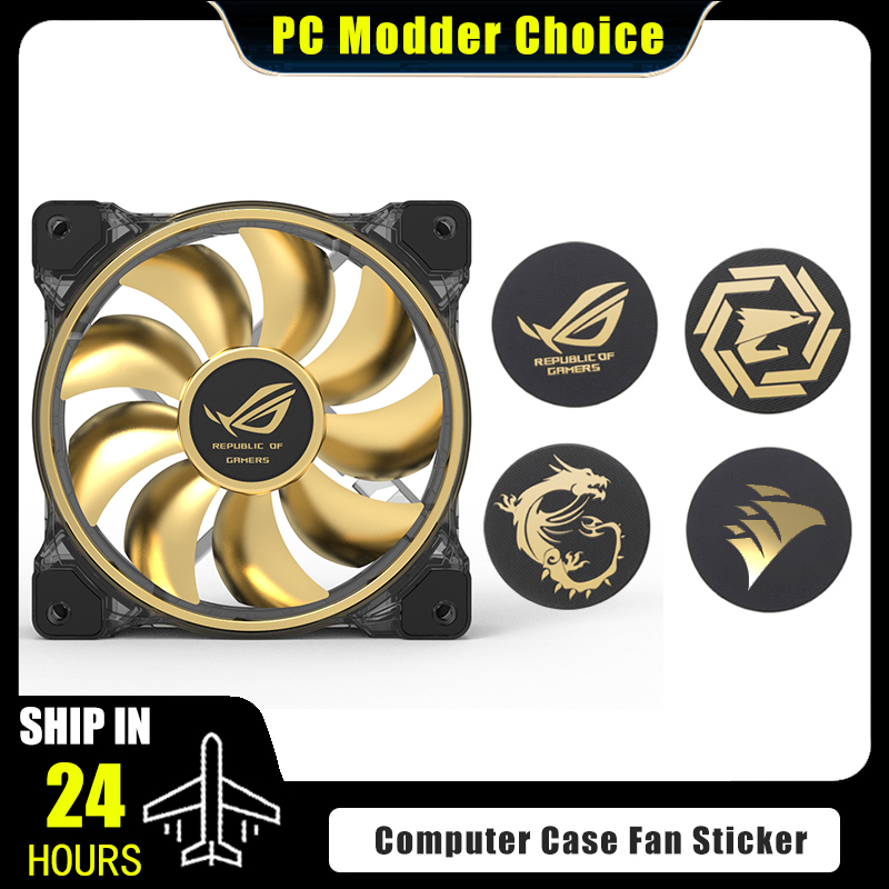 Pc Gaming Upgrades - コンピュータケースファンロゴステッカー、ROG MSI AORUS Corsairラベル金メッキペーストPCゲーマーGPU装飾アクセサリー、3ピース/ロット