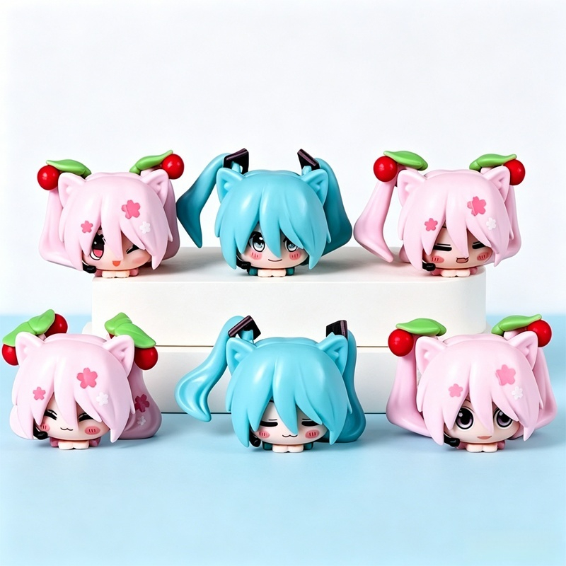 Pc Gaming Hatsune Miku - 在庫あり6種類 可愛い猫型初音ミクフィギュアセット PVCミニスタチュー ゲーミングPCケース飾り コレクタブルアニメ玩具ギフト