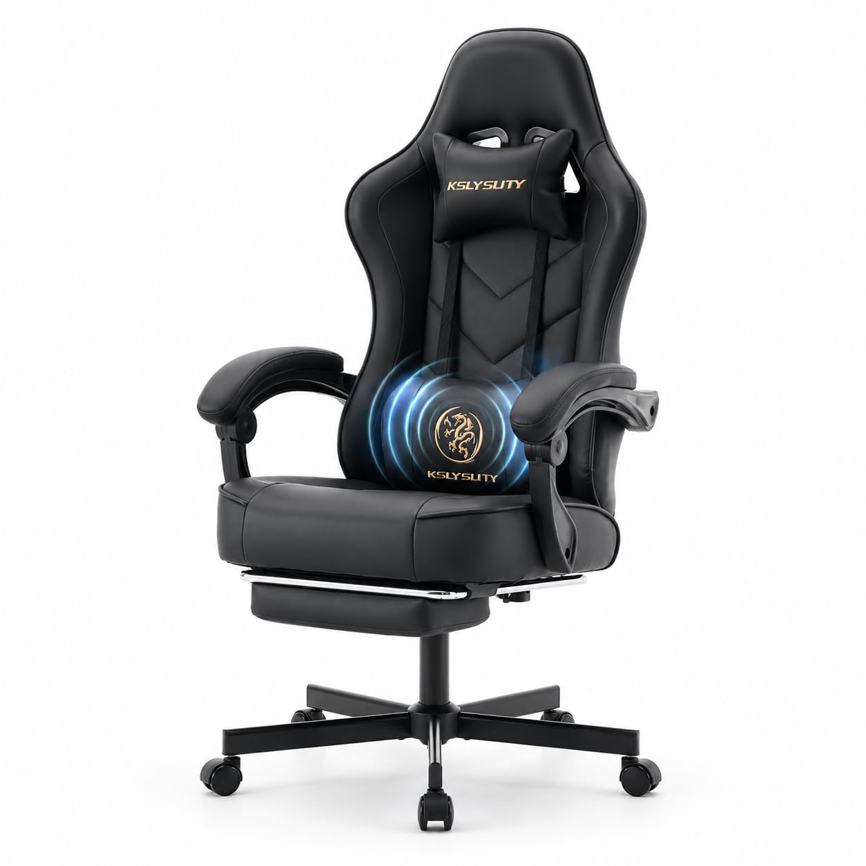 Gaming Chair - 大人用オフィスデスクコンピューターゲームチェア、マッサージ機能とポケットスプリングクッション付き人間工学に基づいたハイバックゲーマーチェア、回転式