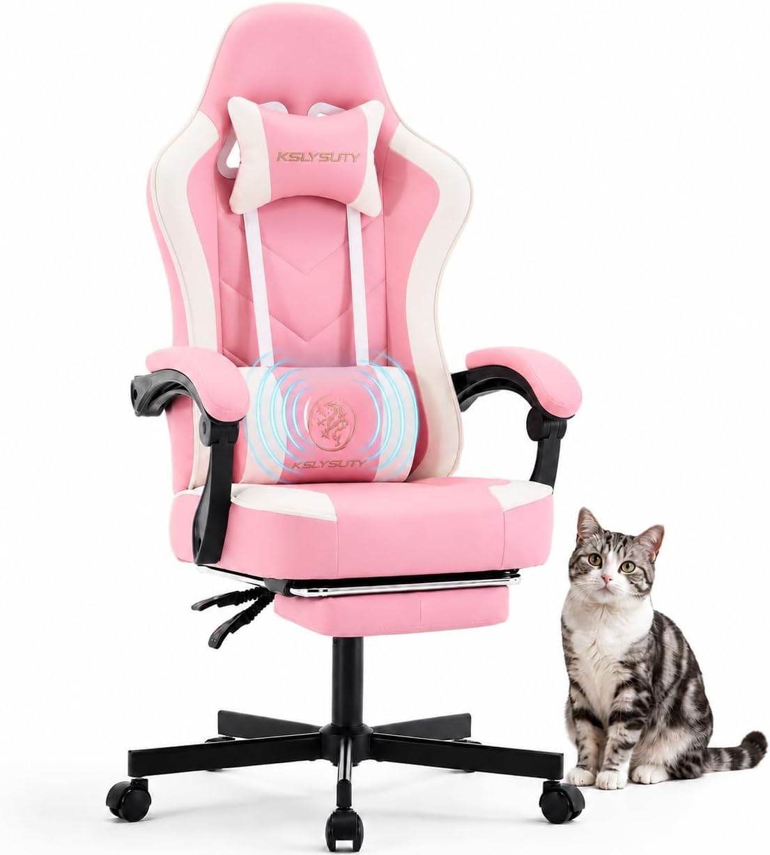 Gaming Chair - 人間工学に基づいたハイバックゲーミングチェア、フットレスト、ランバーサポート、ポケットスプリングクッション付き、大人用回転式オフィスデスクチェア