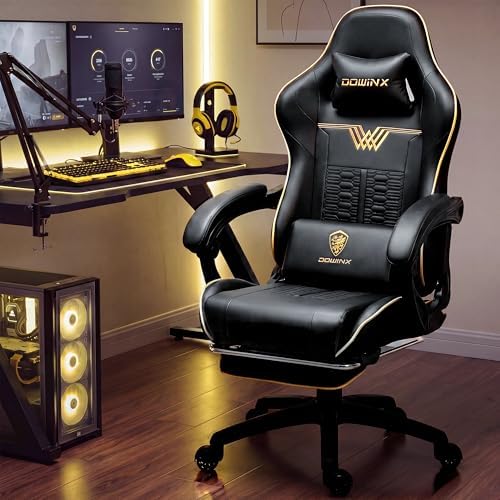 Gaming Chair - 大型で背の高いゲーミングチェア、350ポンド耐荷重、マッサージ機能付きランバーフットレスト