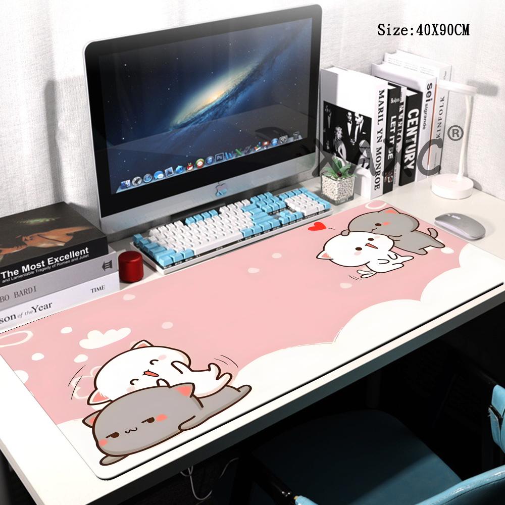 Pc Gaming Pink - XXL カワイイゲーミングマウスパッド 900x400x3MM ピンクマウスパッド 猫アニマルギフト デスクアクセサリー