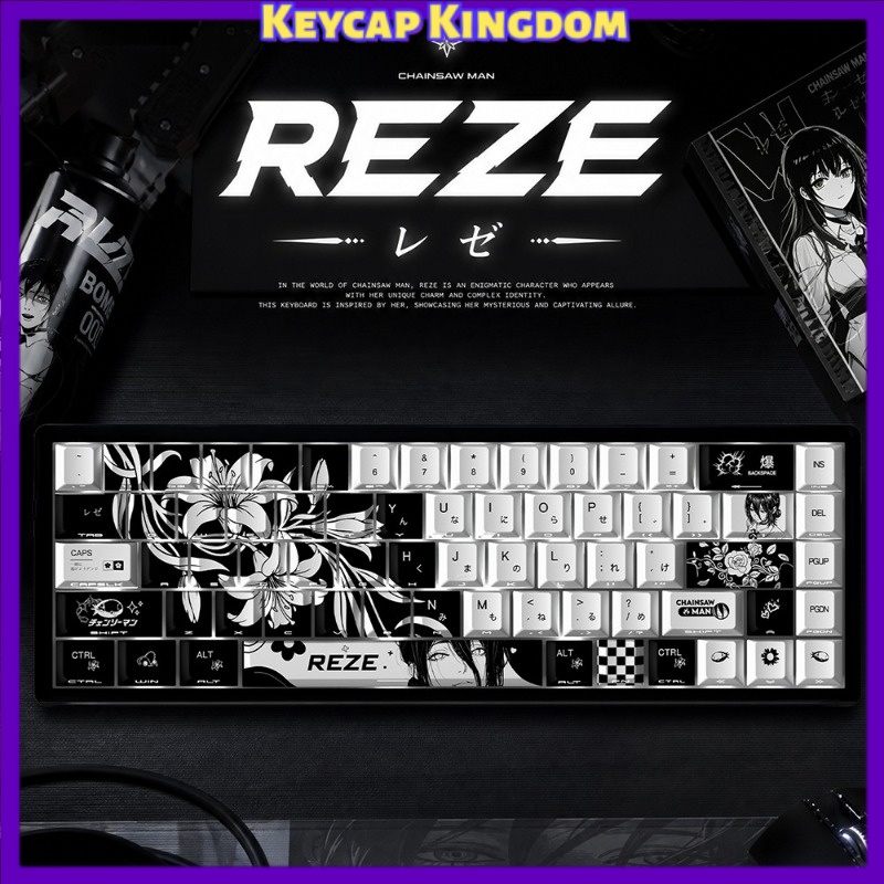 Pc Gaming Upgrades - 新しい Reze 5.0 アニメキーキャップチェーンソーマンテーマメカニカルキーボード PBT カスタムかわいいキーキャップ