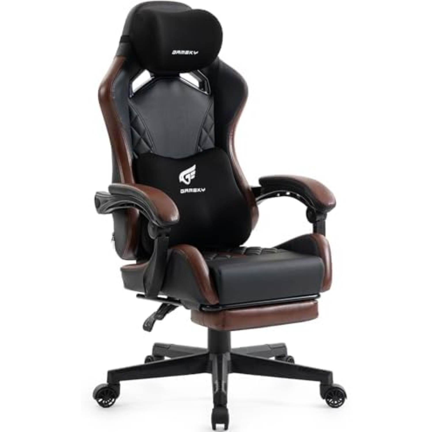 Gaming Chair - 大人向け人間工学に基づいたゲーミングチェア（フットレスト付き）- メモリーフォームヘッドレストとランバーサポートを備えたPUレザーコンピューターゲーマーチェア