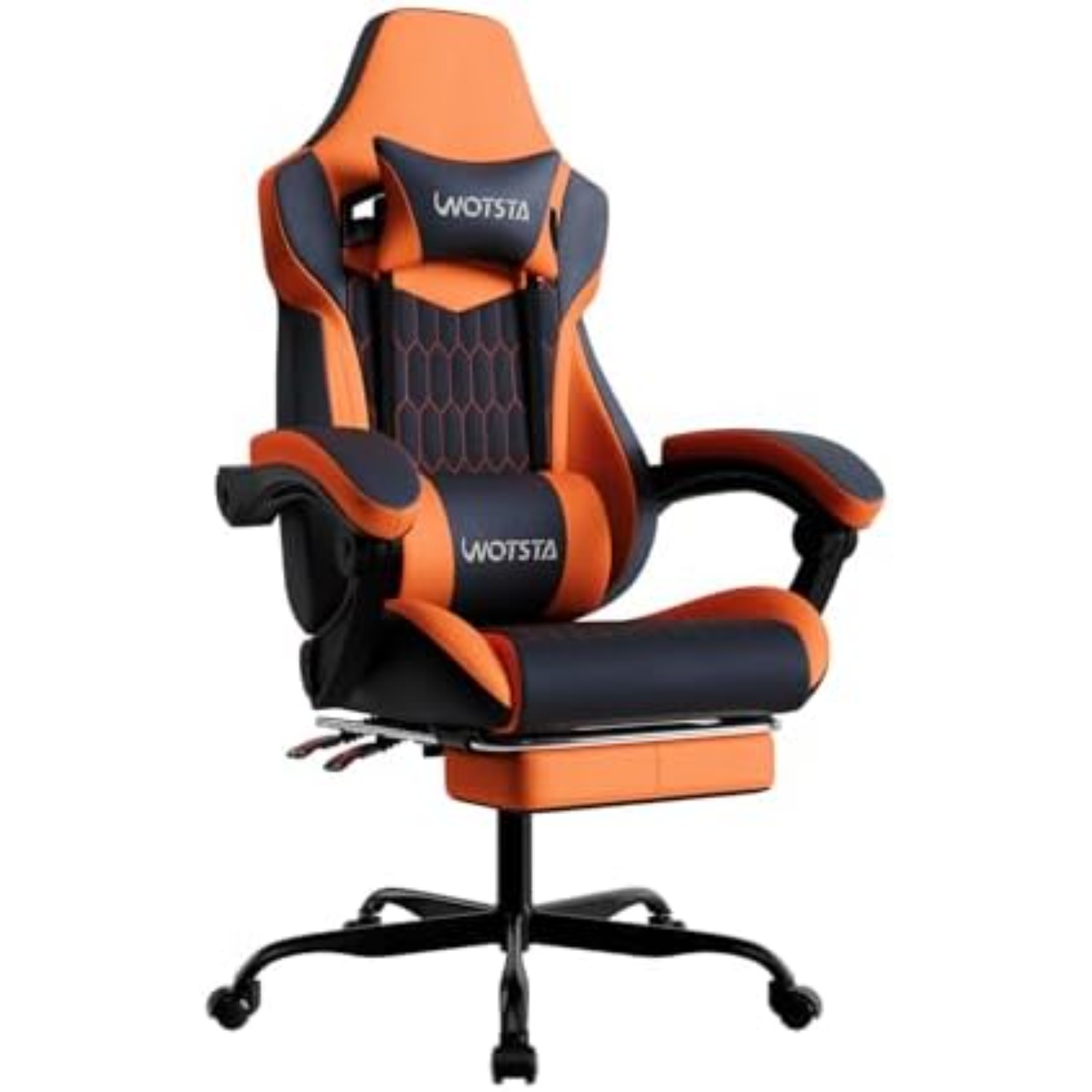 Gaming Chair - フットレスト付きゲーミングチェア、ハイバックゲーミングチェア、PVCレザー製人間工学に基づいたゲーマーチェア、調節可能なヘッドレストとランバーサポート付き