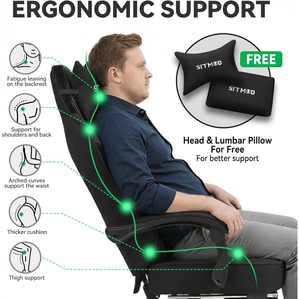 人間工学に基づいたゲーミングチェア（フットレストとポケットス - Gaming Chair のレビューと価格