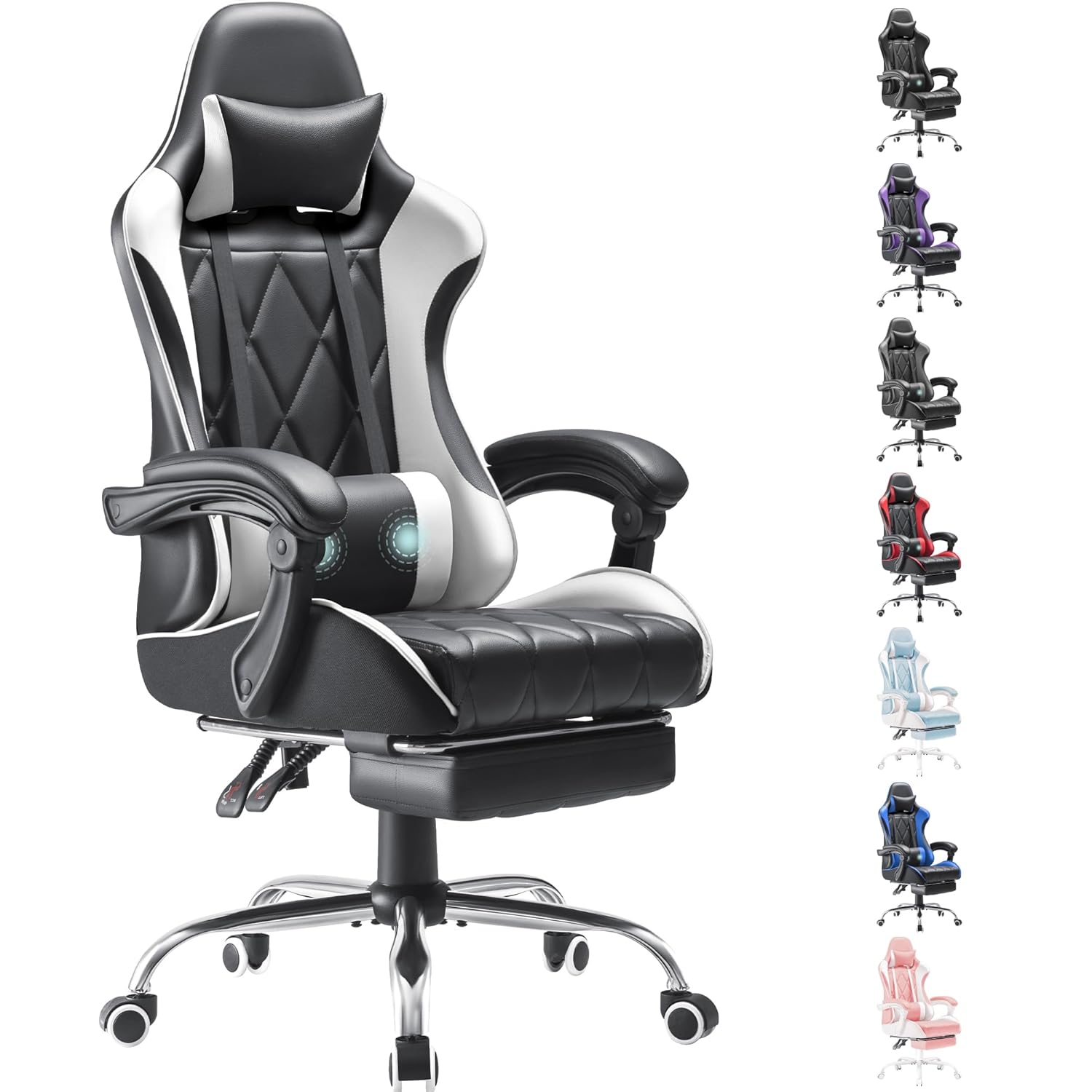 ゲーミングチェア、フットレストとマッサージ腰椎サポート付きコ - Gaming Chair のレビューと価格