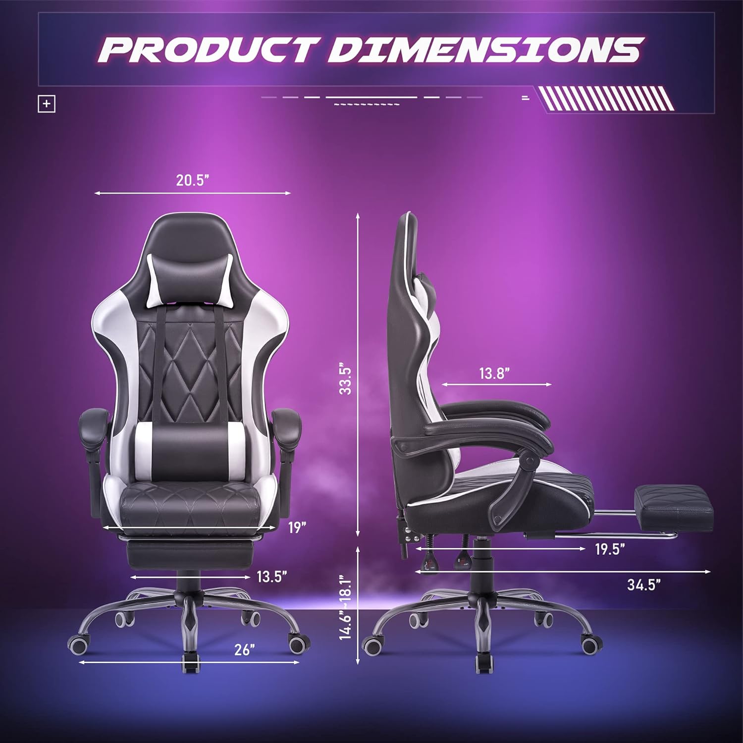 ゲーミングチェア、フットレストとマッサージ腰椎サポート付きコ - Gaming Chair のレビューと価格