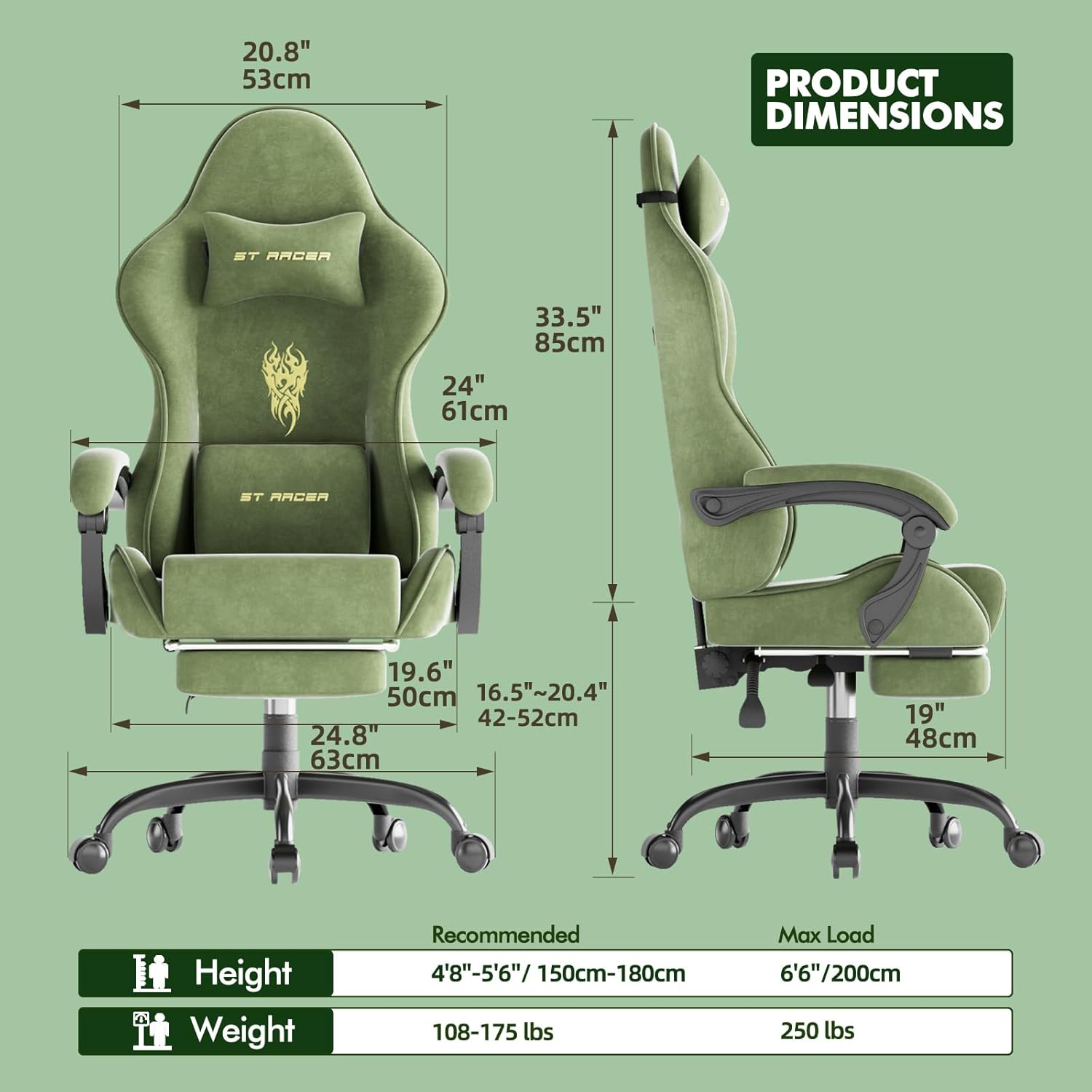 ベルベット生地のゲーミングチェア、大人用ハイバック人間工学に - Gaming Chair のレビューと価格