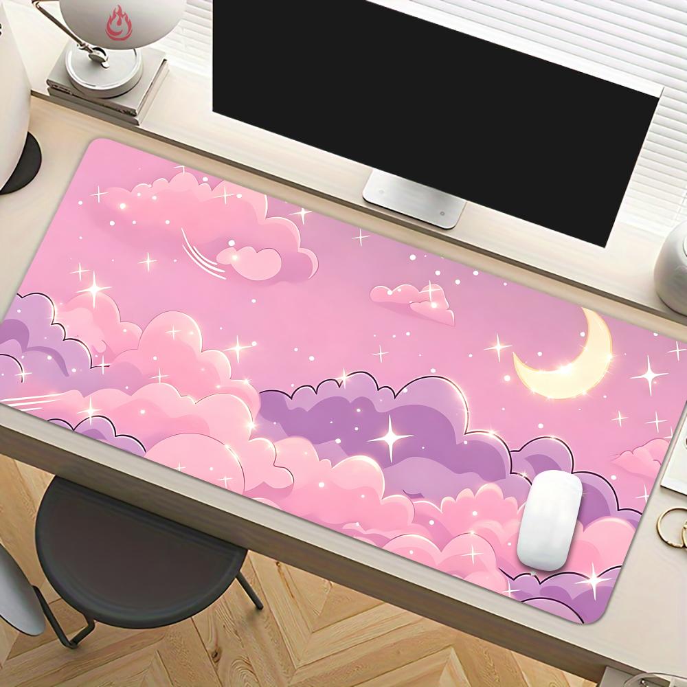 ロマンチックなピンクの空と月のマウスパッドデスクマット、大型 - Pc Gaming Pink のレビューと価格