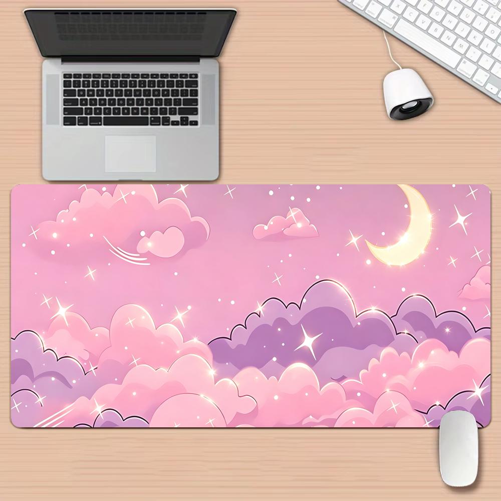 ロマンチックなピンクの空と月のマウスパッドデスクマット、大型 - Pc Gaming Pink のレビューと価格