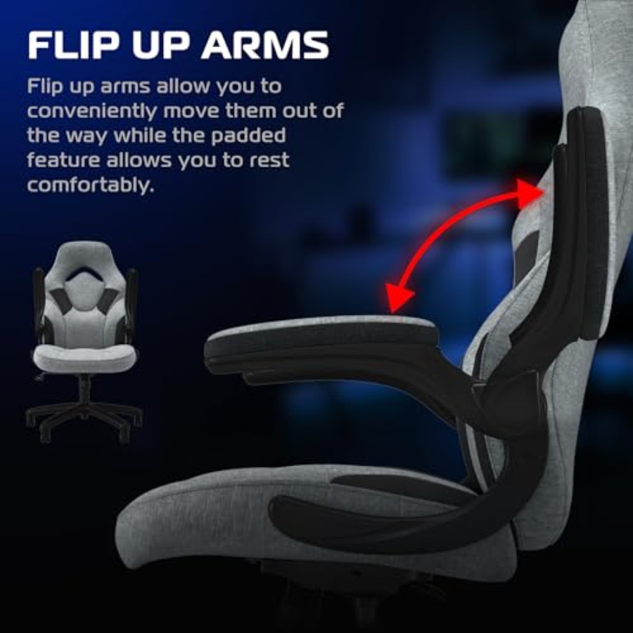 大人向け人間工学に基づいたゲーミングチェア、グレーの布張り、 - Gaming Chair のレビューと価格