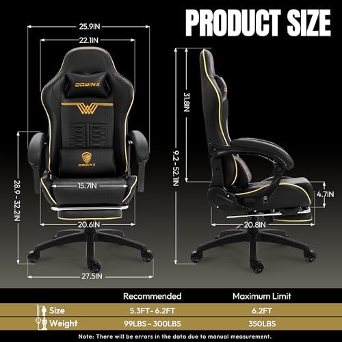 大型で背の高いゲーミングチェア、350ポンド耐荷重、マッサー - Gaming Chair のレビューと価格