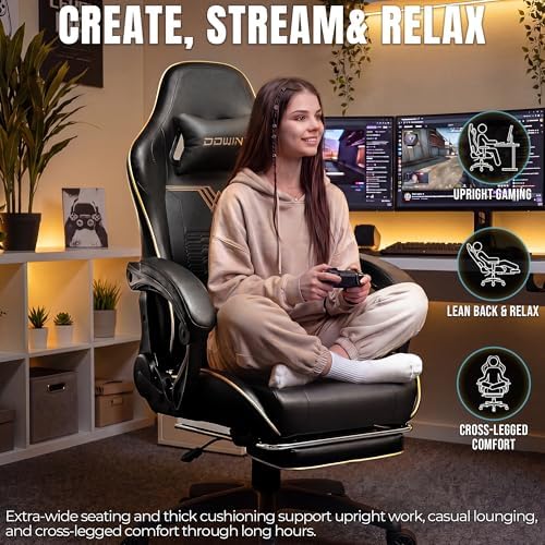 大型で背の高いゲーミングチェア、350ポンド耐荷重、マッサー - Gaming Chair のレビューと価格