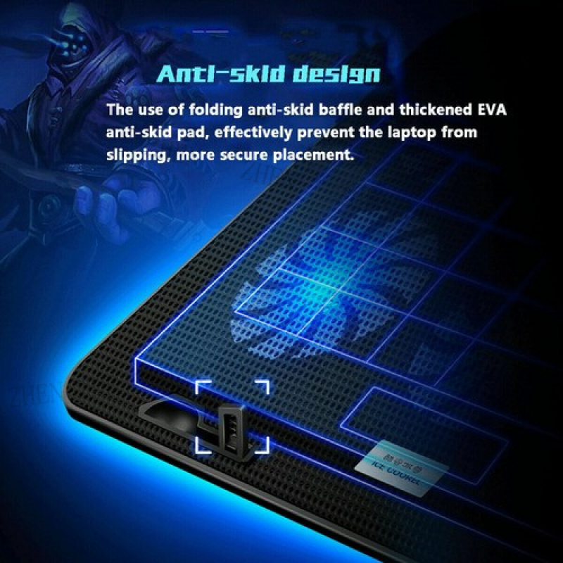 Y 6ファンUSBクーラー冷却パッドスタンドLEDライトラジ - Laptop Cooling Pad のレビューと価格