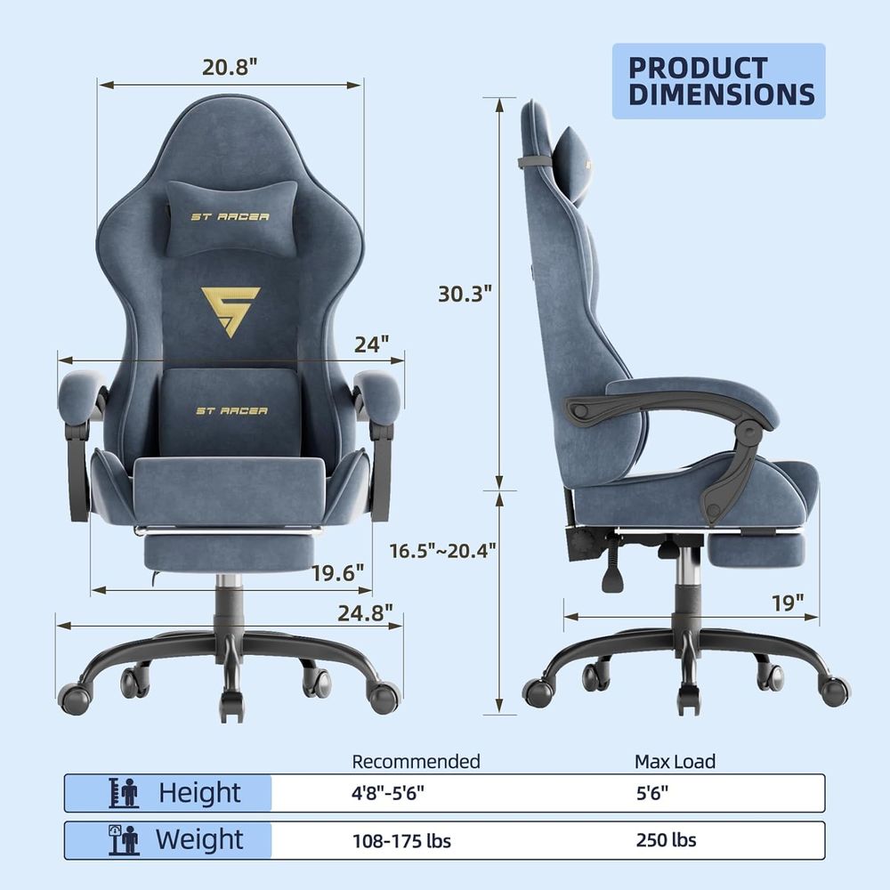人間工学に基づいたゲーミングチェア、フットレストとマッサージ - Gaming Chair のレビューと価格