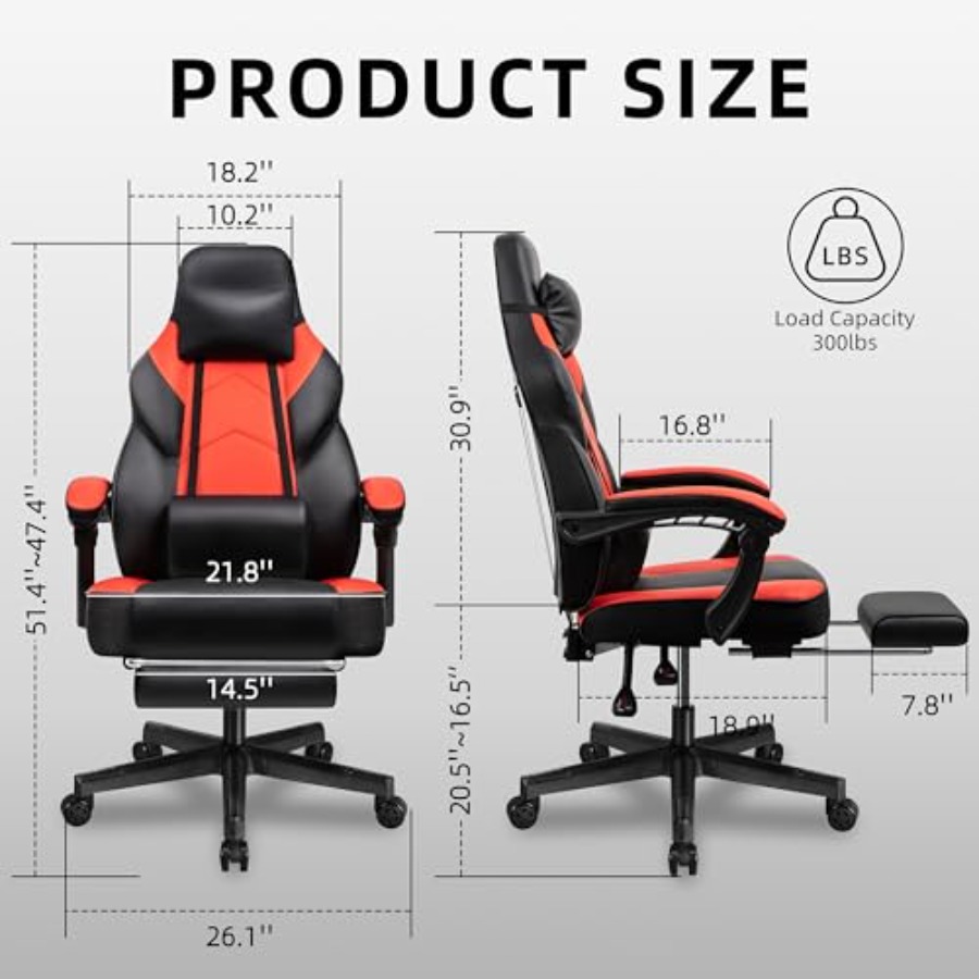 フットレスト付きゲーミングチェア、マッサージランバーサポート - Gaming Chair のレビューと価格