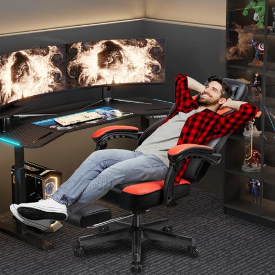 フットレスト付きゲーミングチェア、マッサージランバーサポート - Gaming Chair のレビューと価格