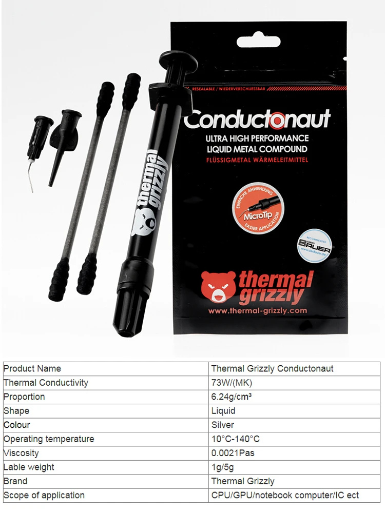 高熱伝導性液体金属サーマルペースト CPU/GPU冷却用 T - Thermal Paste のレビューと価格