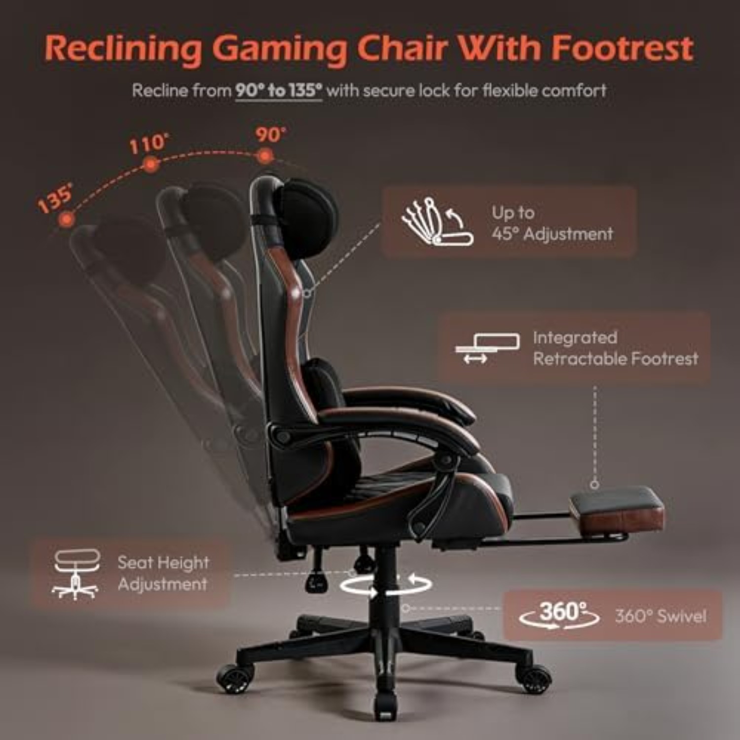大人向け人間工学に基づいたゲーミングチェア（フットレスト付き - Gaming Chair のレビューと価格