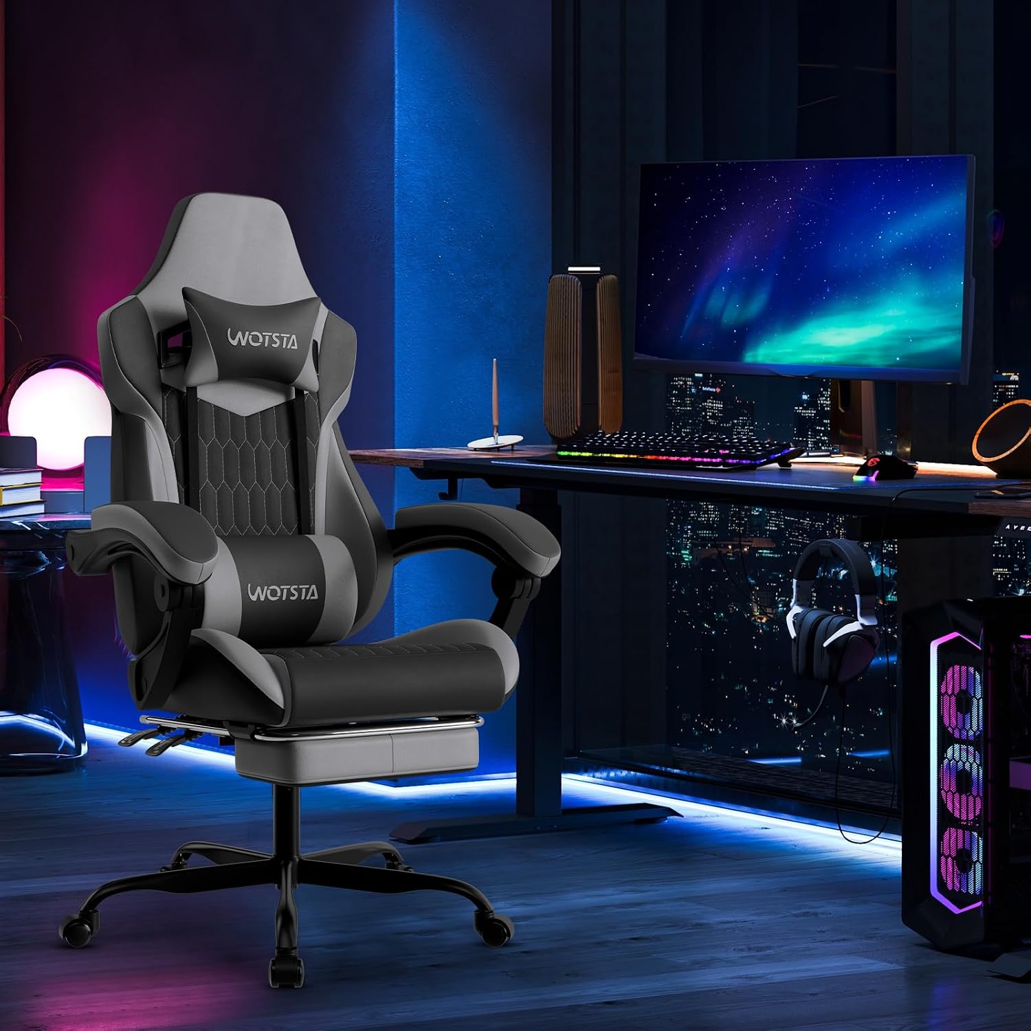 フットレスト付きゲーミングチェア、ハイバックゲーミングチェア - Gaming Chair のレビューと価格