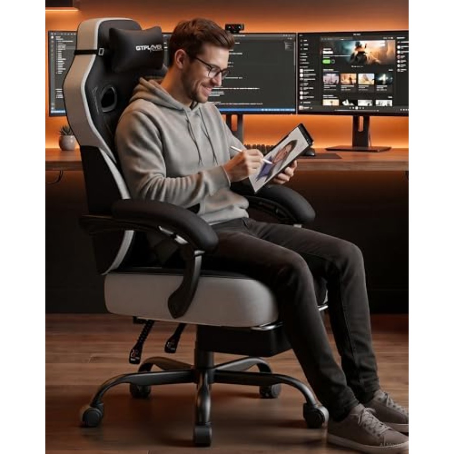 大きくて背の高いゲーミングチェア、フットレスト付きの幅広シー - Gaming Chair のレビューと価格